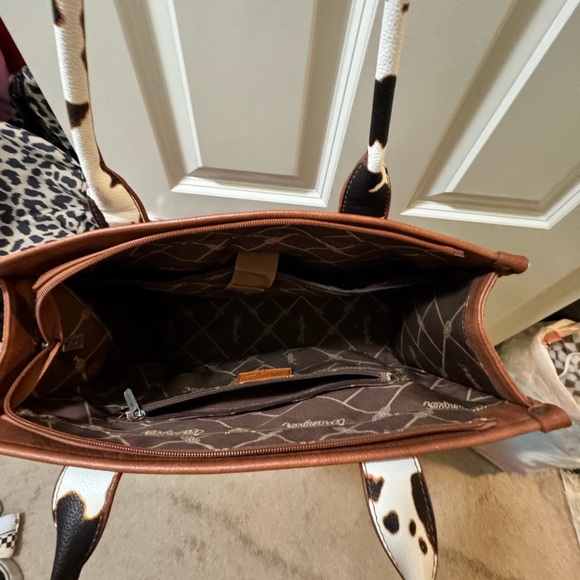 Wrangler Brown and Black Cow Print Tote - Picture 3 of 3
